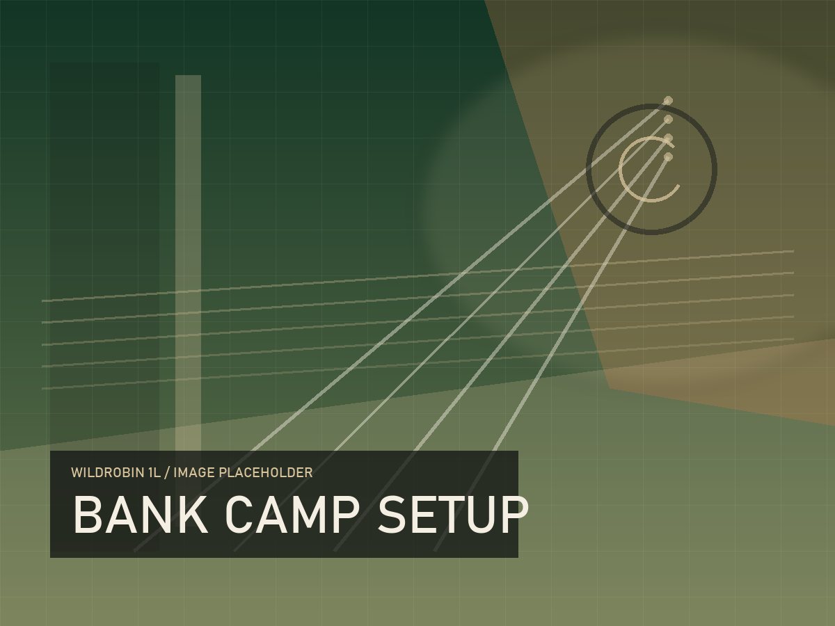 Geplande foto van compact kampeer- en bivvy-materiaal aan de waterkant